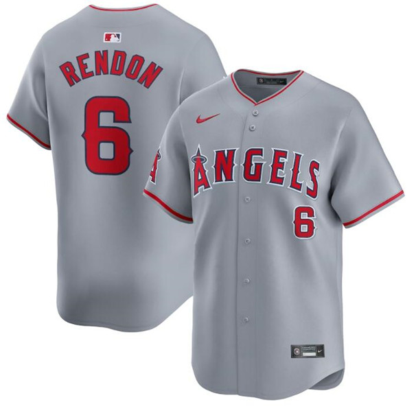 Men's Los Angeles Angels #6 Anthony Rendon Gray Away Limited Baseball Stitched Jersey