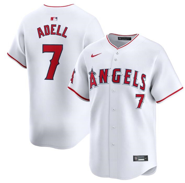 Men's Los Angeles Angels #7 Jo Adell White Home Limited Baseball Stitched Jersey