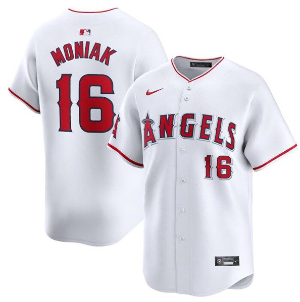 Men's Los Angeles Angels #16 Mickey Moniak White Home Limited Baseball Stitched Jersey