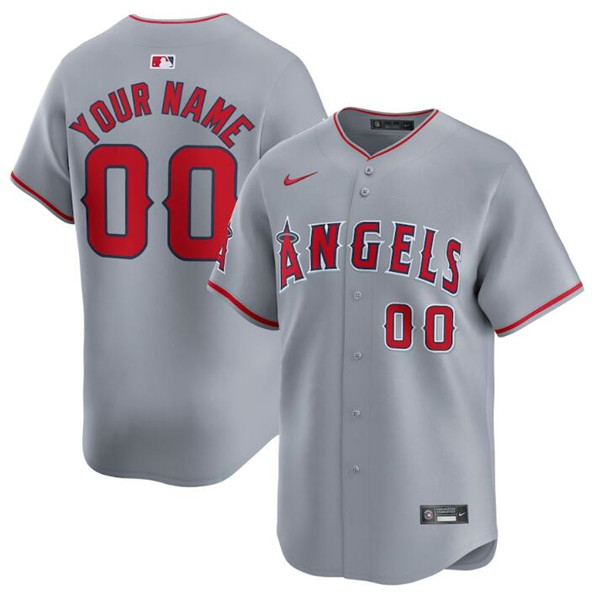 Men's Los Angeles Angels Customized Gray Away Limited Stitched Baseball Jersey