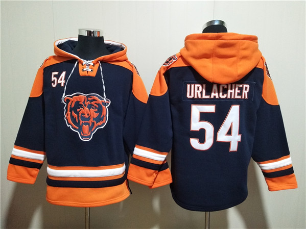 Men's Chicago Bears #54 Brian Urlacher Navy Ageless Must-Have Lace-Up Pullover Hoodie