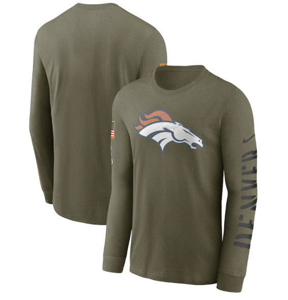 Men's Denver Broncos 2022 Olive Salute to Service Long Sleeve T-Shirt