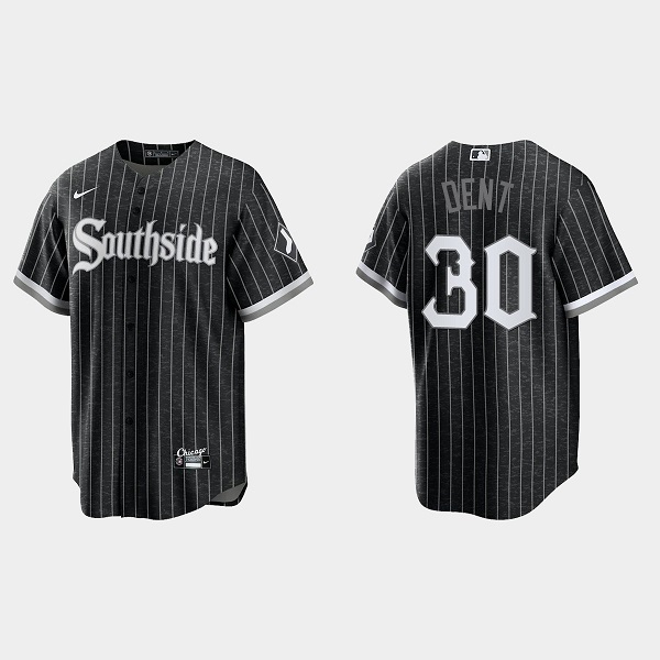 Men's Chicago White Sox #30 Bucky Dent Black 2021 City Connect Cool Base Stitched MLB Jersey