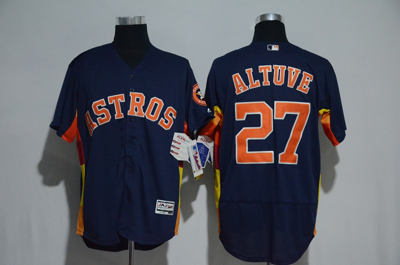 Men's Houston Astros #27 Jose Altuve Majestic Alternate Navy Flex Base Authentic Collection Stitched MLB Jersey