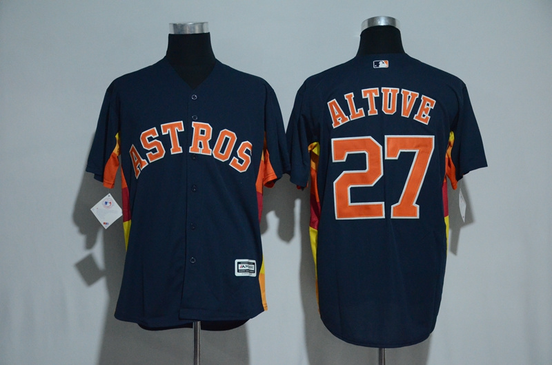 Men's Houston Astros #27 Jose Altuve Majestic Navy Alternate Cool Base Stitched MLB Jersey