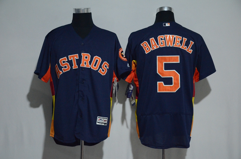 Men's Houston Astros #5 Jeff Bagwell Majestic Alternate Navy Flex Base Authentic Collection Stitched MLB Jersey