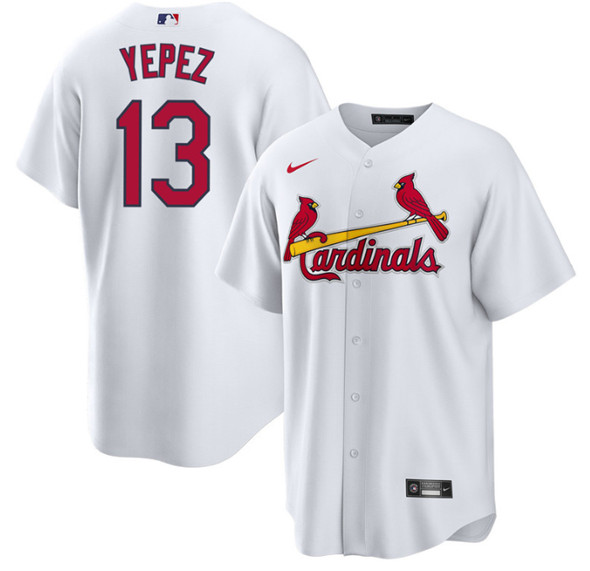 Men's St. Louis Cardinals #13 Juan Yepez White Cool Base Stitched Jersey