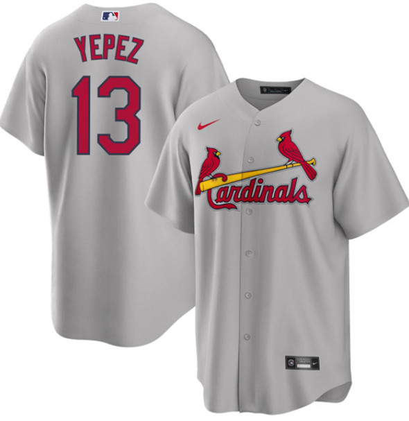 Men's St. Louis Cardinals #13 Juan Yepez Gray Cool Base Stitched Jersey