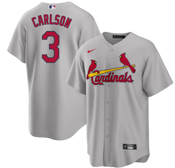 Men's St. Louis Cardinals #3 Dylan Carlson Gray Cool Base Stitched Jersey