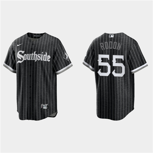 Men's Chicago White Sox #55 Carlos Rodon Black 2021 City Connect Cool Base Stitched MLB Jersey