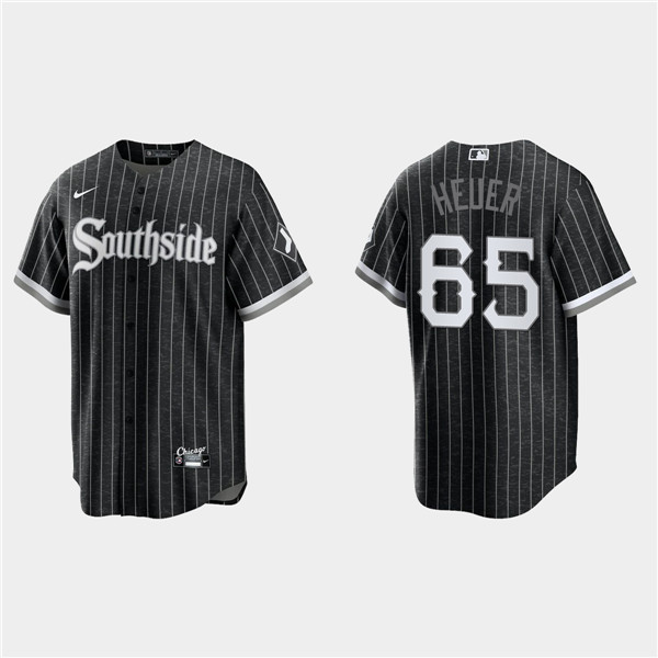 Men's Chicago White Sox #65 Codi Heuer Black 2021 City Connect Cool Base Stitched MLB Jersey