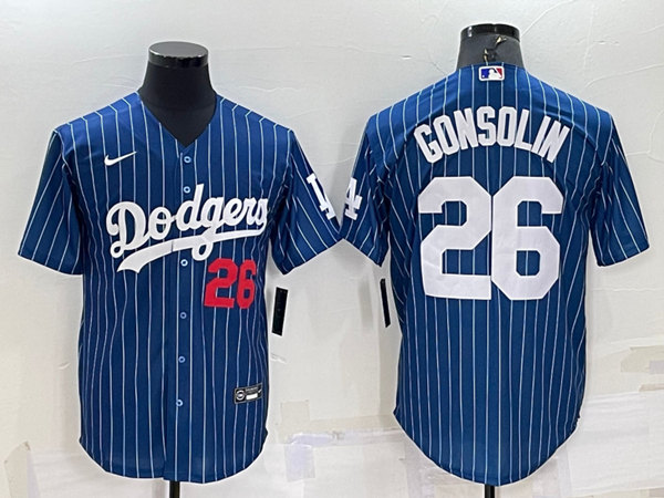 Men's Los Angeles Dodgers #26 Tony Gonsolin Navy Cool Base Stitched Baseball Jersey