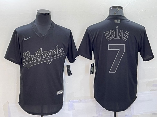 Men's Los Angeles Dodgers #7 Julio Urías Black Pitch Black Fashion Replica Stitched Jersey