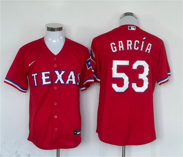 Men's Texas Rangers #53 Adolis García Red With Patch Cool Base Stitched Baseball Jersey
