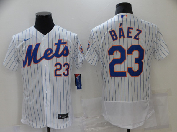 Men's New York Mets #23 Javier Báez White Flex Base Stitched Jersey