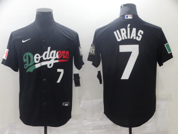 Men's Los Angeles Dodgers #7 Julio Urias Black Flex Base Stitched Baseball Jersey