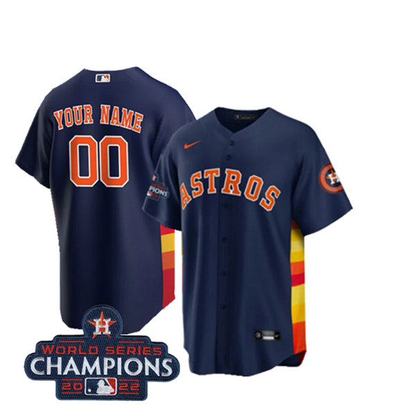 Men's Houston Astros Active Player Custom Navy 2022 World Series Champions Cool Base Stitched Baseball Jersey