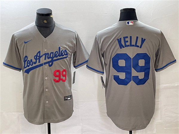 Men's Los Angeles Dodgers #99 Joe Kelly Gray Cool Base Limited Stitched Baseball Jersey