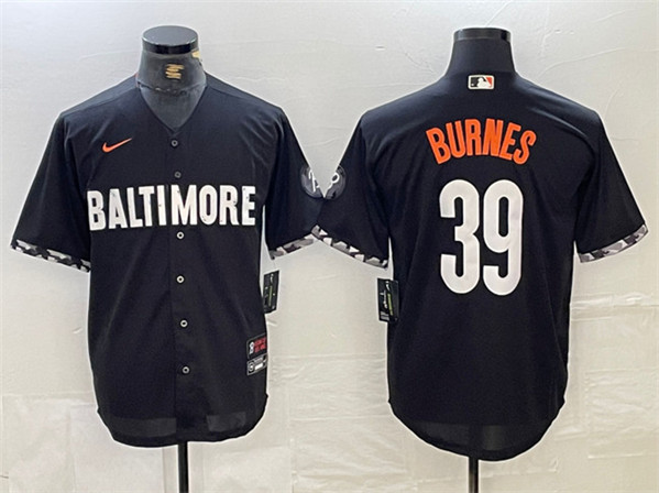 Men's Baltimore Orioles #39 Corbin Burnes Black 2023 City Connect Cool Base Stitched Baseball Jersey