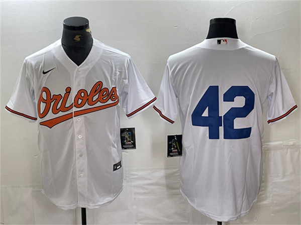 Men's Baltimore Orioles #42 Jackie Robinson White Cool Base Stitched Jersey