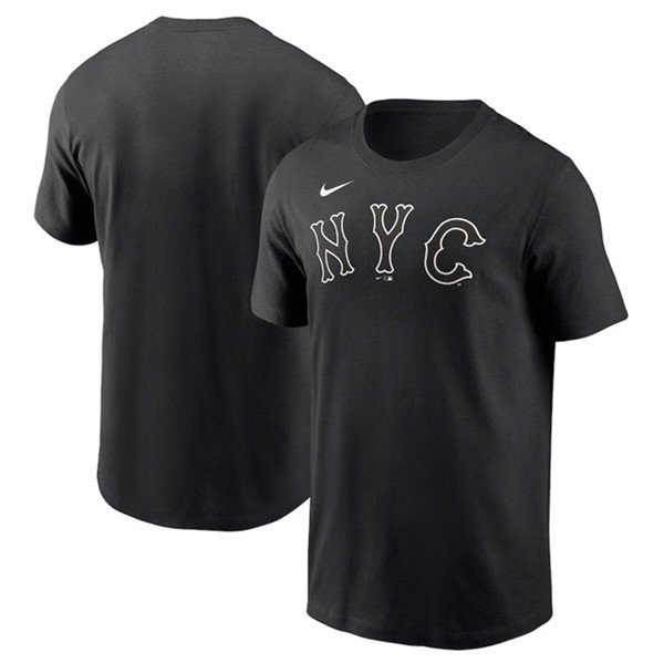 Men's New York Mets Black 2024 City Connect Wordmark T-Shirt