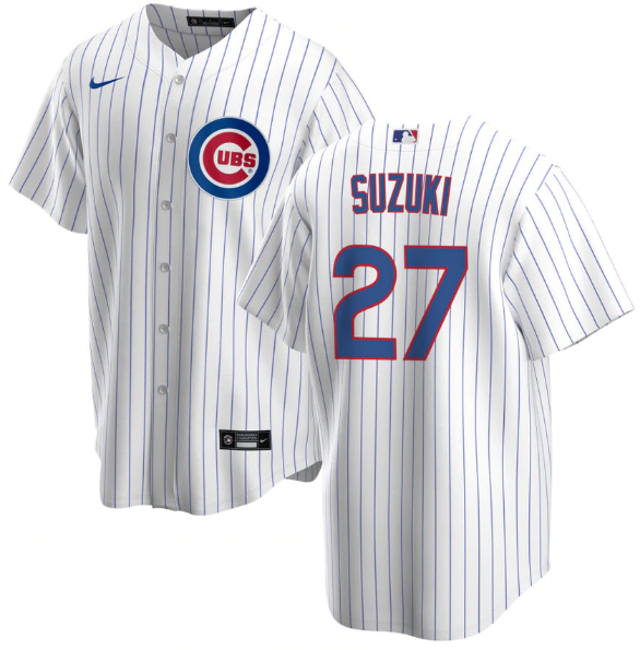 Men's Chicago Cubs #27 Seiya Suzuki White Stitched Baseball Jersey