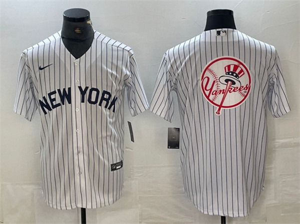 Men's New York Yankees Team Big Logo White Cool Base Stitched Baseball Jersey
