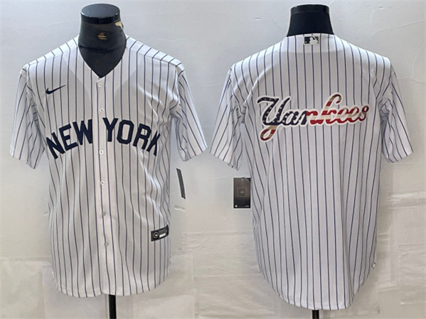 Men's New York Yankees Team Big Logo White Cool Base Stitched Baseball Jersey