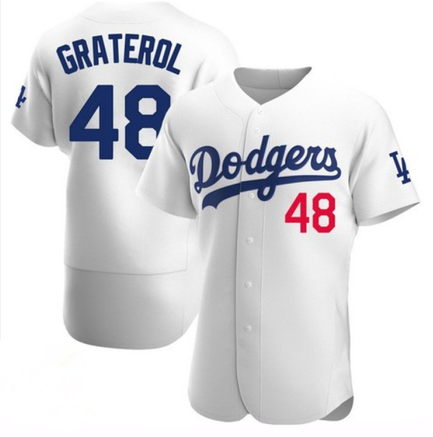 Men's Los Angeles Dodgers #48 Brusdar Graterol White 2020 World Series Bound stitched MLB Jersey
