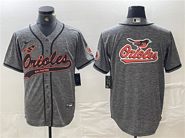Men's Baltimore Orioles Gray Team Big Logo Cool Base Stitched Jersey