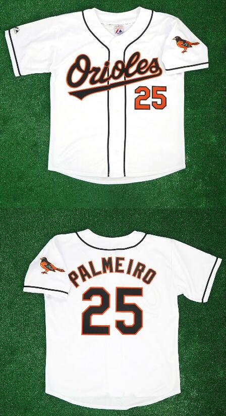 Men's Baltimore Orioles #25 Rafael Palmeiro 1995 Home White Stitched Jersey