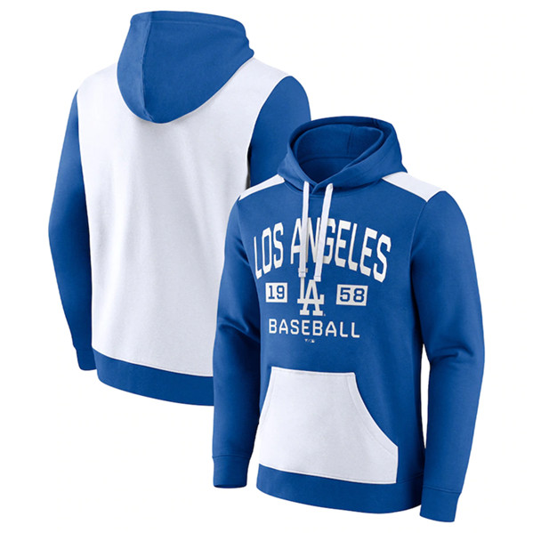 Men's Los Angeles Dodgers Royal/White Chip In Pullover Hoodie