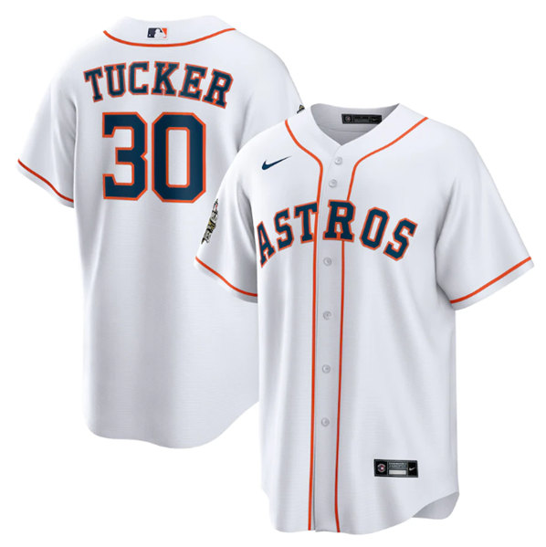 Men's Houston Astros #30 Kyle Tucker White 2022 World Series Home Stitched Baseball Jersey