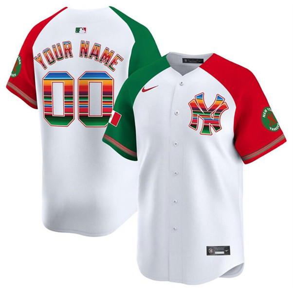 Men's New York Yankees ACTIVE PLAYER Custom White/Red/Green Mexico Vapor Premier Limited Stitched Baseball Jersey