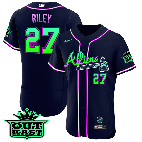 Men's Atlanta Braves #27 Austin Riley Galaxy Flex Base Stitched Jersey