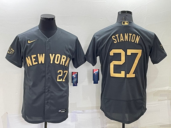 Men's New York Yankees #27 Giancarlo Stanton Charcoal 2022 All-Star Flex Base Stitched Baseball Jersey