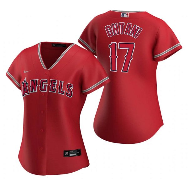 Women's Los Angeles Angels #17 Shohei Ohtani Red Stitched Baseball ...