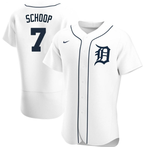Men's Detroit Tigers #7 Jonathan Schoop White Flex Base Stitched Jersey