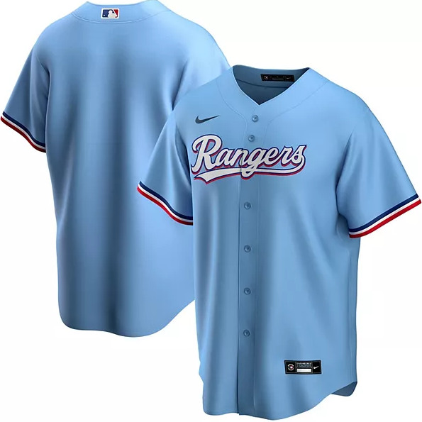 Men's Texas Rangers Blank Light Blue Stitched Baseball Jersey