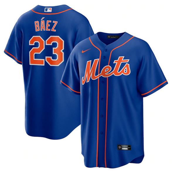 Men's New York Mets #23 Javier Báez Royal Cool Base Stitched Jersey