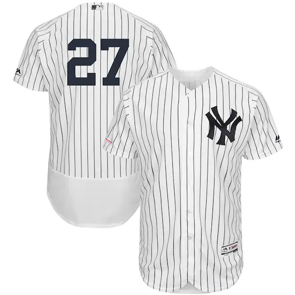 Men's New York Yankees #27 Giancarlo Stanton White Flex Base Stitched Jersey