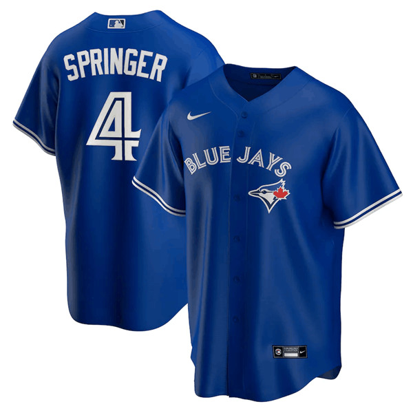 Men's Toronto Blue Jays #4 George Springer Blue Cool Base Stitched MLB Jersey