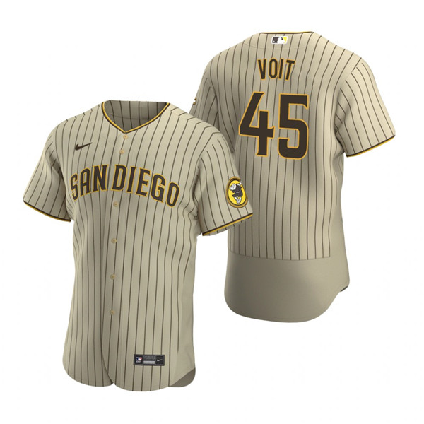 Men's San Diego Padres #45 Luke Voit Tan Flex Base Stitched Baseball Jersey