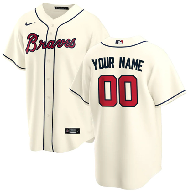 Men's Atlanta Braves Customized Cream Stitched MLB Jersey