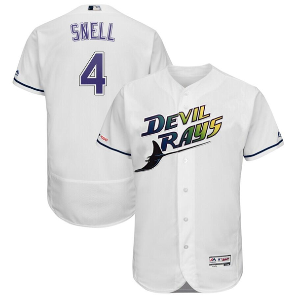 Men's Tampa Bay Rays #4 Blake Snell White Flex Base Stitched Baseball Jersey