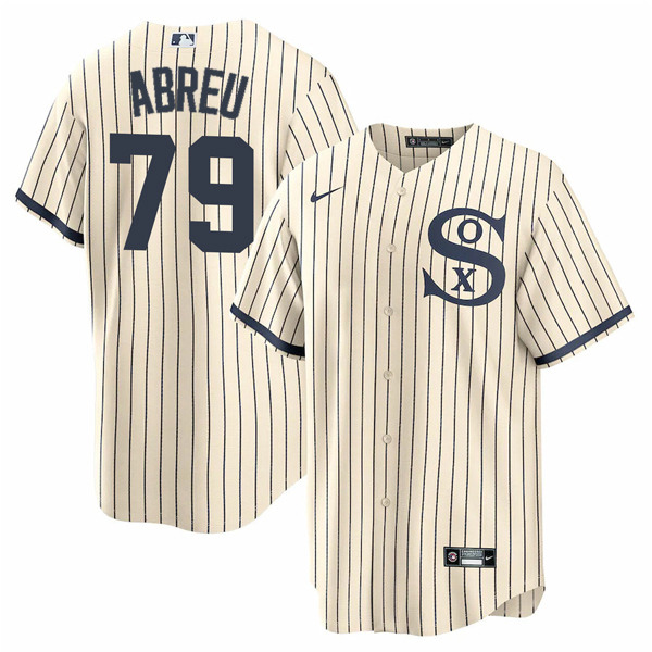 Men's Chicago White Sox #79 Jose Abreu 2021 Cream/Navy Name&Number Field of Dreams Cool Base Stitched Jersey