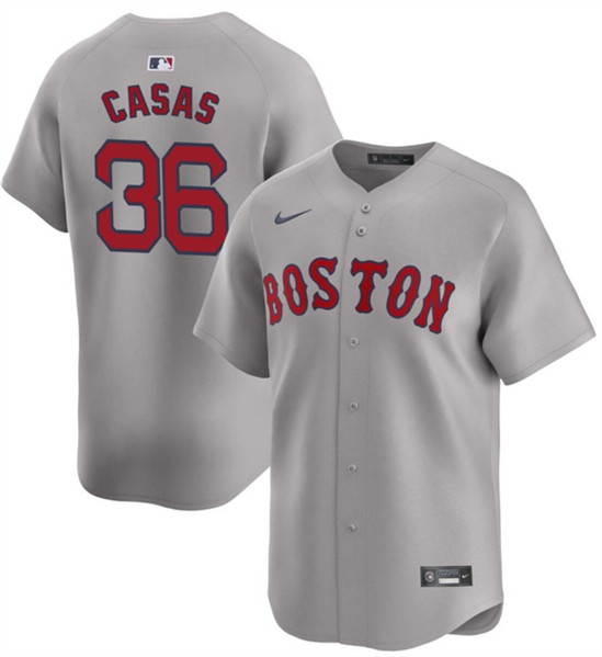 Men's Boston Red Sox #36 Triston Casas Gray 2024 Away Limited Stitched Baseball Jersey