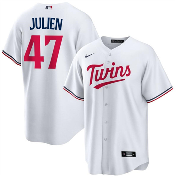 Men's Minnesota Twins #47 Edouard Julien White Cool Base Stitched Baseball Jersey