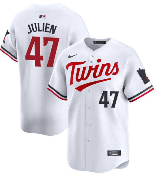 Men's Minnesota Twins #47 Edouard Julien White 2024 Home Limited Stitched Baseball Jersey