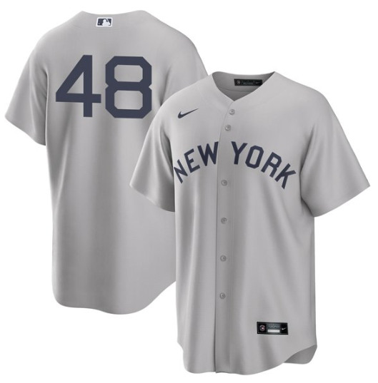 Men's New York Yankees #48 Anthony Rizzo 2021 Gray Field of Dreams Cool Base Stitched Baseball Jersey
